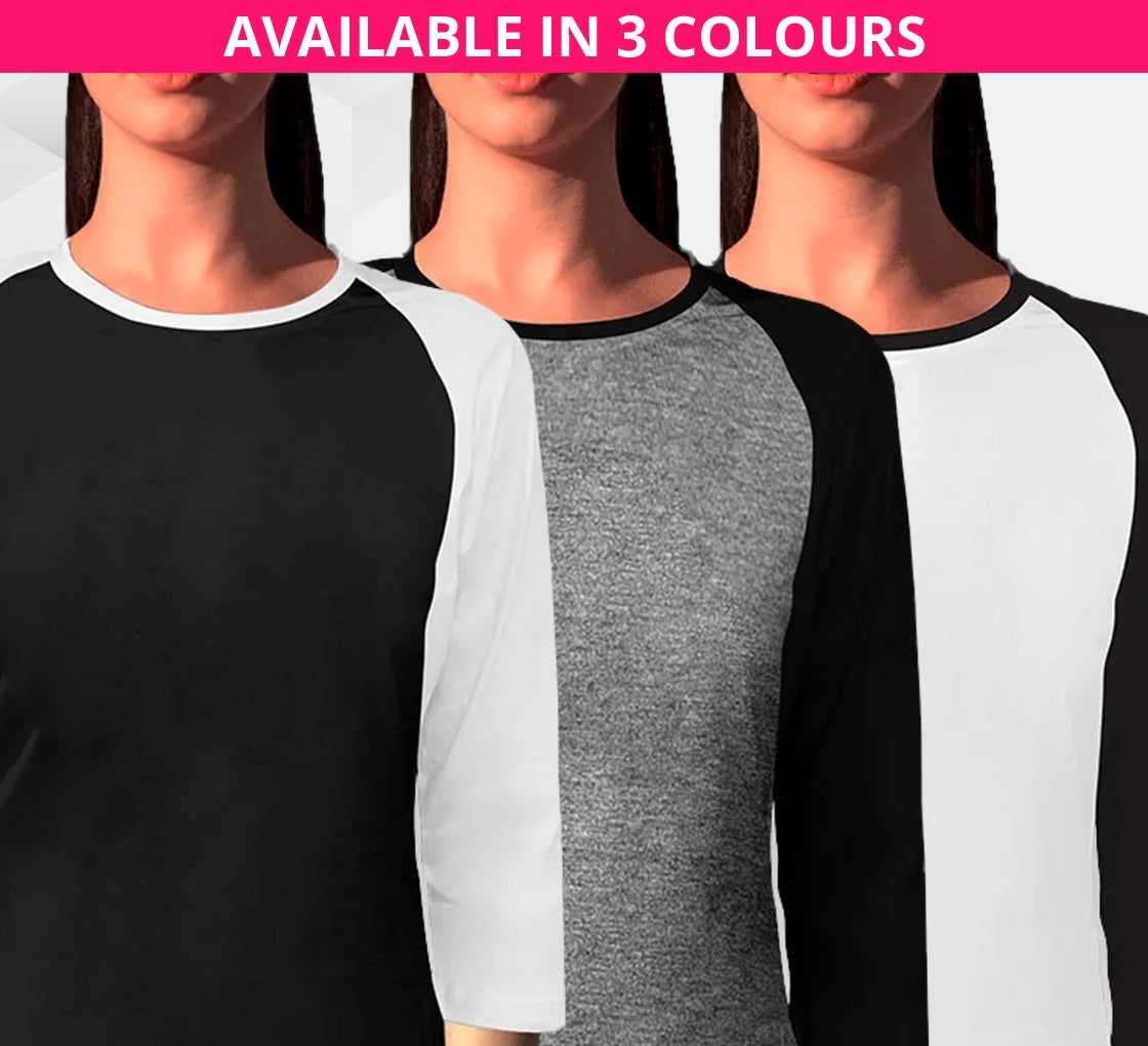Buy Women's Printed Raglan T-Shirt - 3/4 Sleeves | Bestofsigns