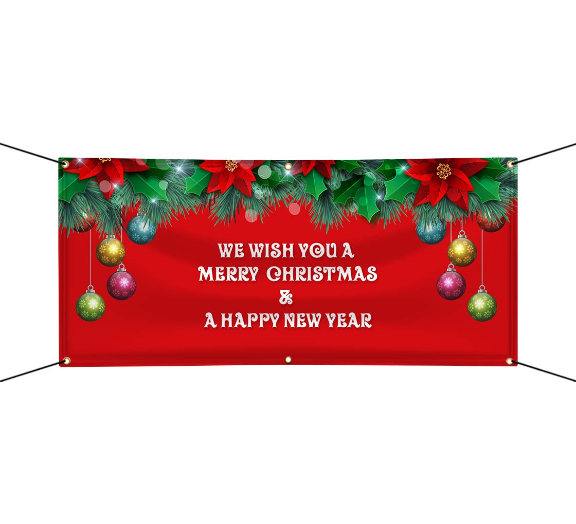 Christmas Blessed Banner Decorative Santa Outdoor Decor Vinyl Sign with Grommet 