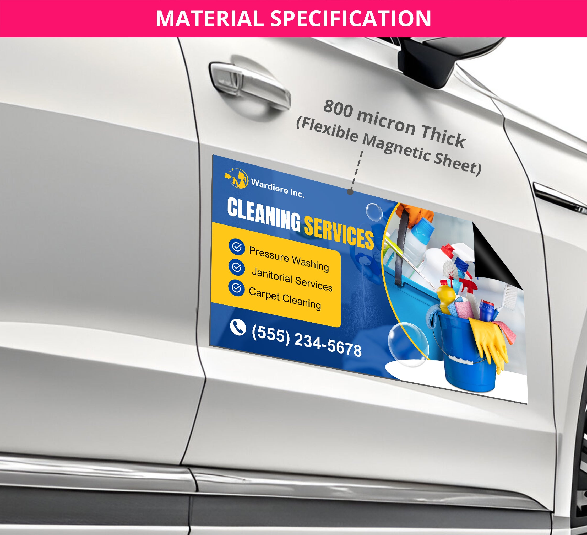 Custom Magnetic Door Sign – 6x18 – Car/Truck/SUV – Personalize With Your Phone Or Website - View #4