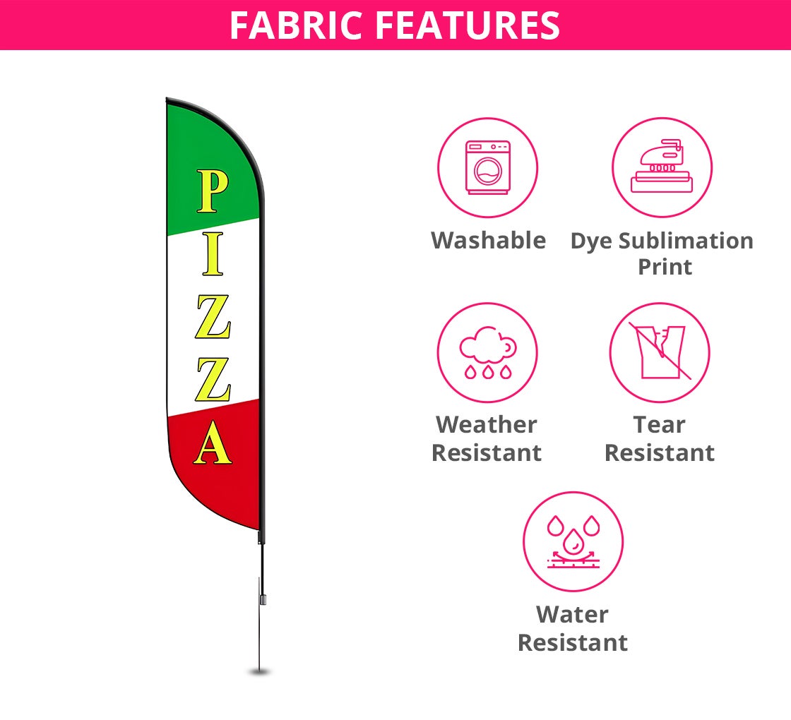 Beachflag Pubblicitario Per Pizza – Bandiera Piuma Alta 280cm Per Esterno E Interno - 3