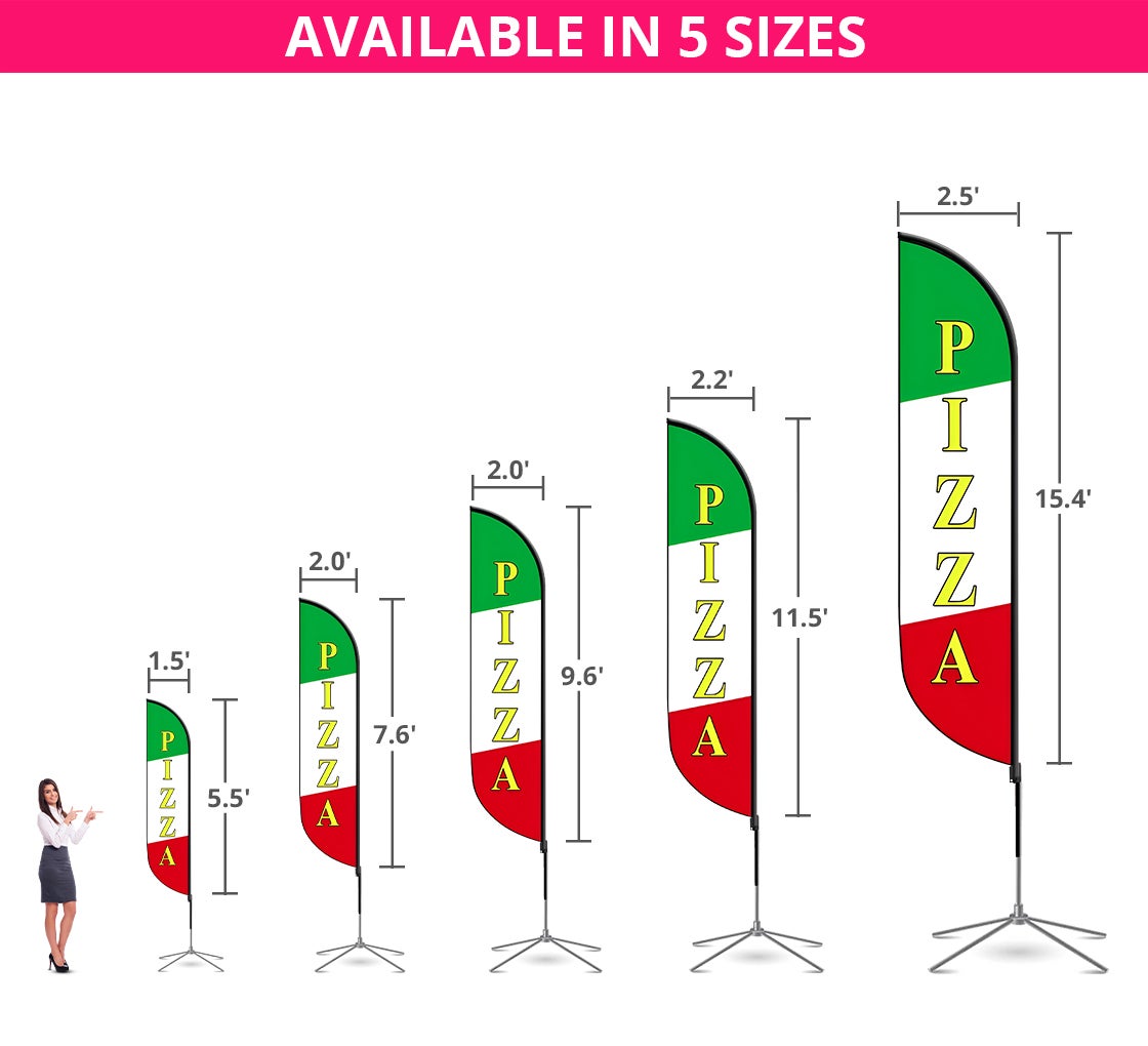 beachflag Pizza pubblicitario Fahne oltre 2 m di altezza a