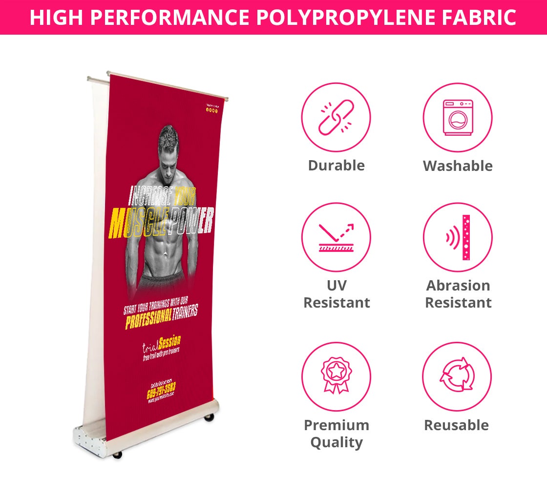 Deluxe Wide Base Double-screen Roll Up Banner Stands - 3