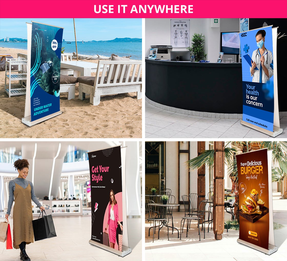 Deluxe Wide Base Double-screen Roll Up Banner Stands - 7