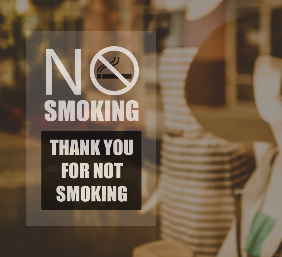 24 CLEAR NO SMOKING STICKERS VIEW BOTH SIDES ON GLASS SIGN STICKER 46mm 