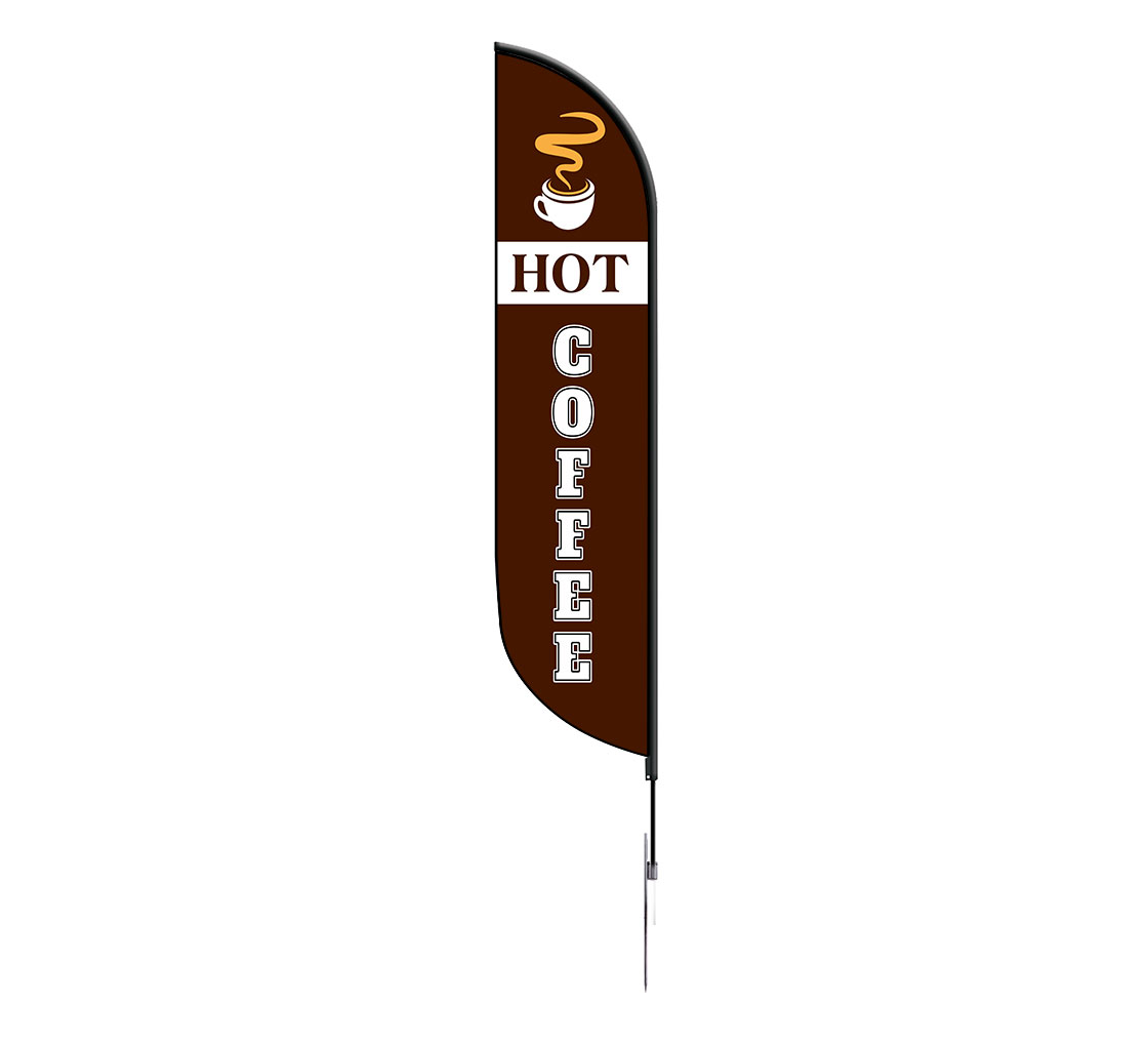 Hot Coffee Brown Swooper Super Feather Advertising Marketing Flag 