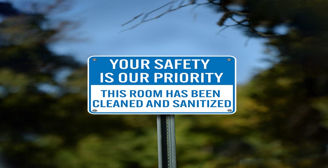 This Room Has Been Cleaned & Sanitized Plastic Sign