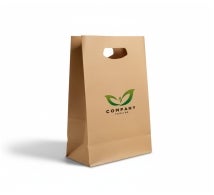 Printed Die-Cut Handle Bags - Brown