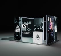 20ft Backlit Trade Show Display - Premium LED Lightbox Display with Counters & Branding Panels