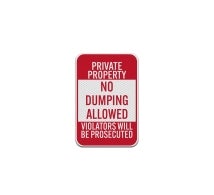 Private Property, No Dumping Aluminum Sign (Diamond Reflective)