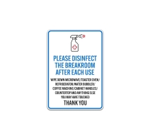 Disinfect After Each Use Thank You Aluminum Sign (Non Reflective)