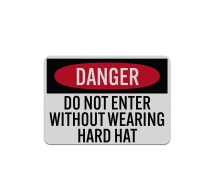 Korean Do Not Enter Without Hard Hat Decal (Reflective)