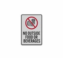 No Food Or Drink Sign - 6x9 Inch Plastic Warning Sign With Self-Adhesive Backing