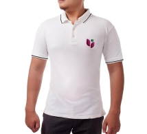 Men's White Cotton Polo Shirt - Embroidered