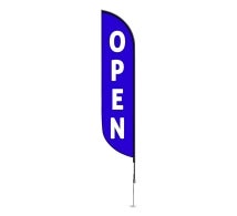 Pre-Printed Open Feather Flag - Blue