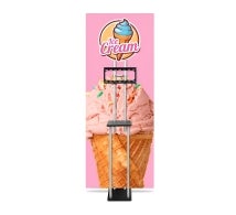 S Shaped Banner Stand with Display Shelves