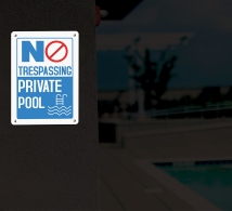 Reflective No Trespassing Pool Signs
