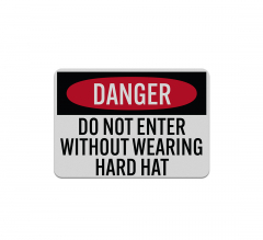 Korean Do Not Enter Without Hard Hat Aluminum Sign (Reflective)