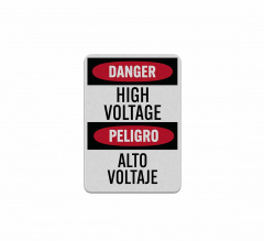 Bilingual OSHA High Voltage Aluminum Sign (Reflective)