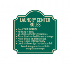 Laundry Center Rules Aluminum Sign (Reflective)