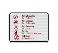 Bilingual No Skateboarding Aluminum Sign (Diamond Reflective)