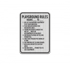 Playground Rules Area Reserved Aluminum Sign (HIP Reflective)