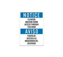 Bilingual OSHA Notice Elevator Machine Room Access Decal (Non Reflective)