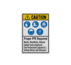 ANSI Caution Proper PPE Required Decal (EGR Reflective)