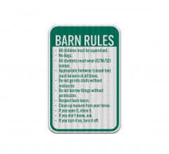 Barn Rules Aluminum Sign (EGR Reflective)