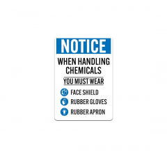 OSHA Wear Face Shield When Handling Chemicals Decal (Non Reflective)
