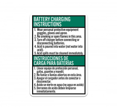 Bilingual Spanish Battery Charging Area Aluminum Sign (Non Reflective)