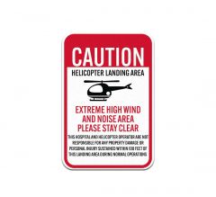Caution Helicopter Landing Area Aluminum Sign (Non Reflective)