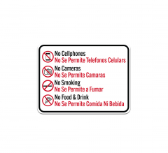 Bilingual No Smoking No Food & Drink Aluminum Sign (Non Reflective)
