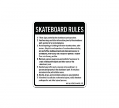 If Involved In A Collision Notify The Skate Park Operator Aluminum Sign (Non Reflective)