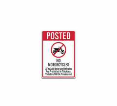 No Motorcycles ATVs & Motorized Vehicles Plastic Sign