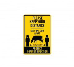 Maintain Social Distancing Keep One Cow Apart Plastic Sign