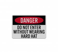 Korean Do Not Enter Without Hard Hat Decal (Reflective)