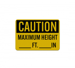 Write-On OSHA Caution Maximum Height Decal (Reflective)