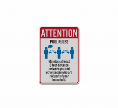 Pool Rules Maintain At Least 6 Feet Distance Decal (Reflective)