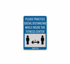 Practice Social Distancing While Inside Fitness Center Decal (Reflective)