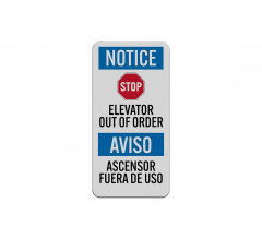 Bilingual Elevator Out of Order Aluminum Sign (Reflective)