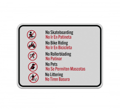 Bilingual No Skateboarding Aluminum Sign (Reflective)