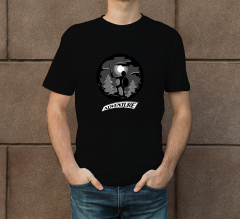 Men's Black Printed T-Shirt - Crew Neck