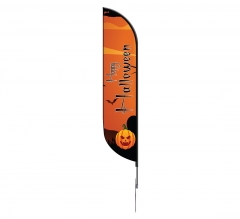 Pre-Printed Happy Halloween Feather Flag - Orange
