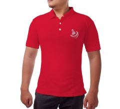 Men's Red Cotton Polo Shirt - Embroidered