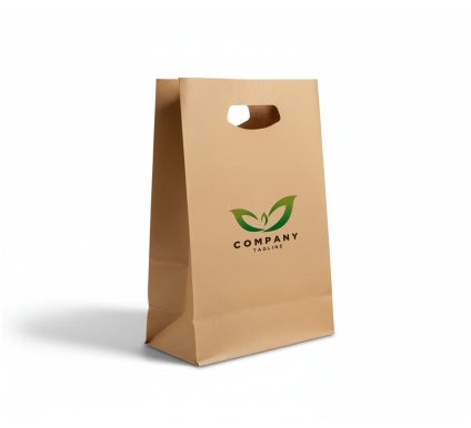 Printed Die-Cut Handle Bags - Brown