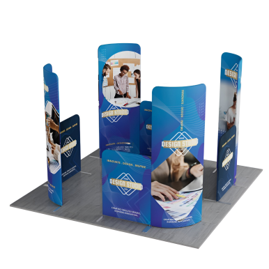 10ft Magnetic Modular Fabric Displays - L Shape Curved