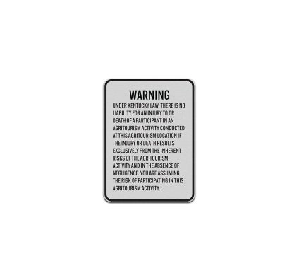 Kentucky Agritourism Liability Aluminum Sign (Reflective)