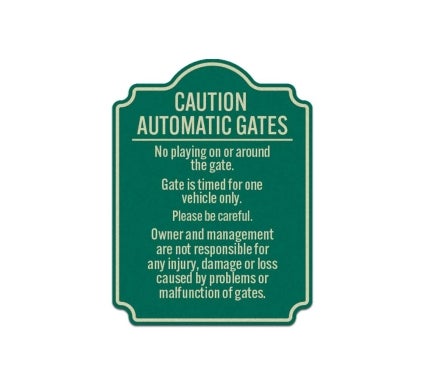 Caution Automatic Gates No Playing Aluminum Sign (Reflective)
