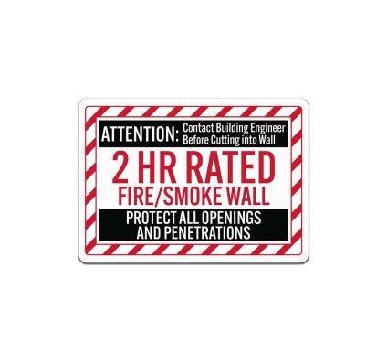 2 HR Rated Fire & Smoke Wall Decal (Non Reflective)