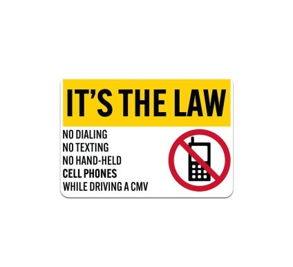 No Dialing No Texting While Driving Aluminum Sign (Non Reflective)